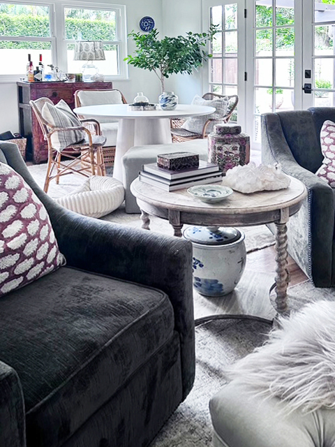 Light-filled living room with layered seating