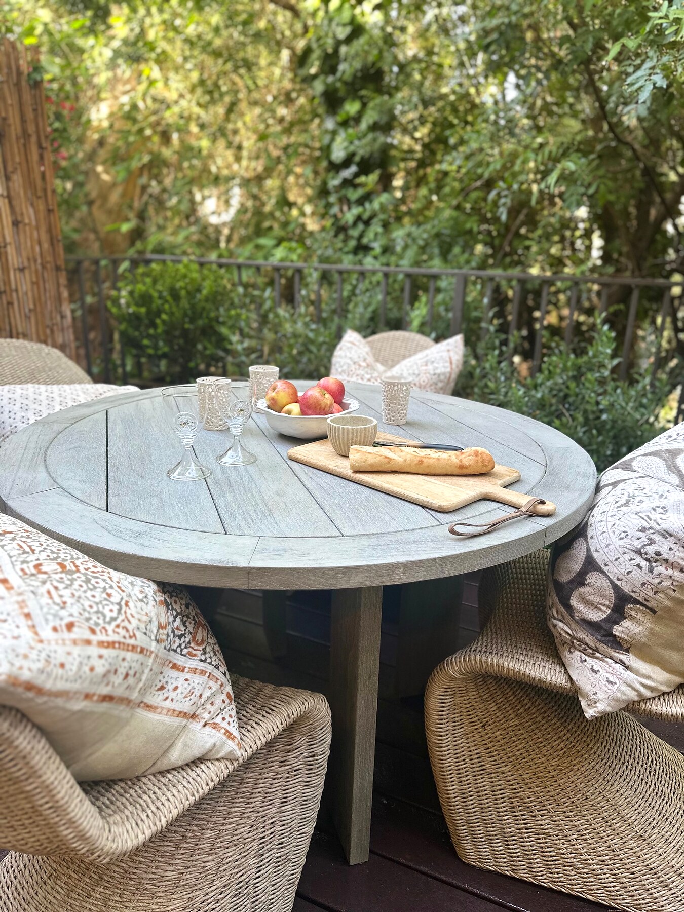 Outdoor table styled for a relaxed gathering